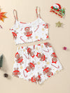 Christmas Cute Snowflake Print Two Piece Loungewear Set