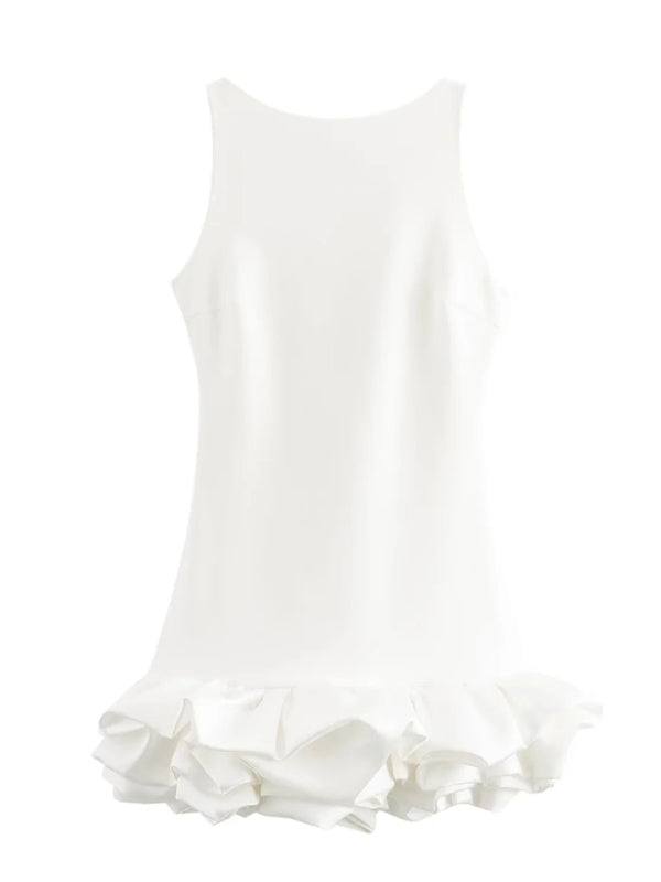 Fashion sleeveless short ruffle dress