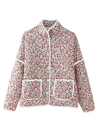 Romantic Retro Floral Loose Profile Pocket Cotton Coat