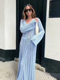 Women's Vacation Long Sleeve Long Knit Dress