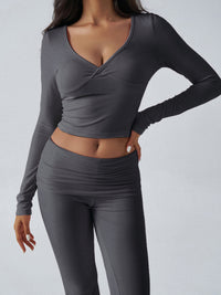 Yoga Wear Slim Fit Sports Knit Long Sleeve Pants Two-Piece Set