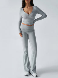 Yoga Wear Slim Fit Sports Knit Long Sleeve Pants Two-Piece Set