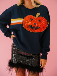 Women's Halloween sequined sweatshirt loose casual top