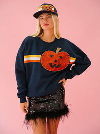 Women's Halloween sequined sweatshirt loose casual top