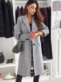 Autumn and winter simple long-sleeved solid color single-breasted jacket