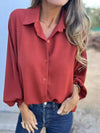 Ladies Lapel Button-Down Shirt Tops