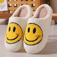 Colorful smiley face pattern cotton slippers indoor home plush warm slippers