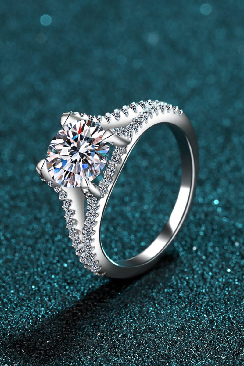 Stylish Moissanite Sterling Silver Ring