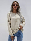 Half Button Long Sleeve Henley Sweater