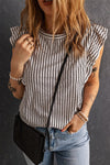 Striped Flutter Sleeve Tank