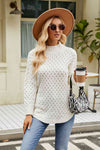 Slit Long Sleeve Mock Neck Sweater