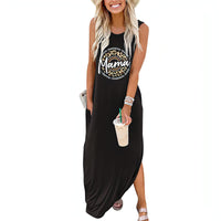 Women's Alphabet Print Casual Sleeveless Long Dress