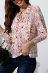 Printed Tie Neck Long Sleeve Blouse