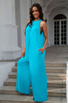 Double Take Full Size Tie Back Cutout Sleeveless Jumpsuit