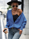 Women's V-neck button solid color knitted cardigan women's coat sweater