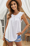 Keyhole Back Ruffle Shoulder Sleeveless Top (more color options)