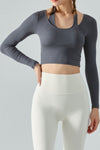 Halter Neck Long Sleeve Cropped Sports Top