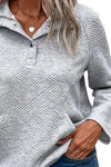 Geometric Snap Button Long Sleeve Sweatshirt