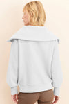 Pocketed Quarter Zip Collared Neck Sweatshirt