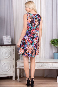 Heimish Full Size Floral V-Neck Mini Tank Dress