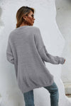 Open Front Openwork Fuzzy Cardigan with Pockets