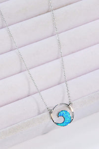 Opal Wave Pendant Necklace