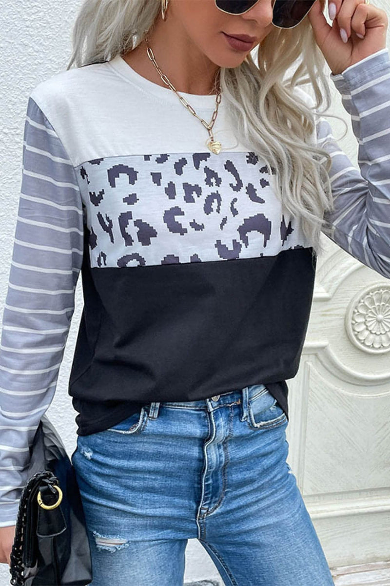 Mixed Print Round Neck Tee Shirt