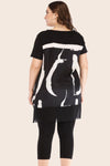 Plus Size Contrast Spliced Mesh T-Shirt and Cropped Leggings Set