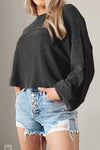 Round Neck Drop Shoulder Long Sleeve Top