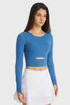 Cutout Long Sleeve Cropped Sports Top