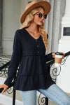 Frill V-Neck Long Sleeve T-Shirt