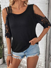 Lace Detail Cold Shoulder Blouse