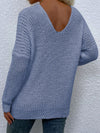 Rib-Knit V-Neck Tunic Sweater