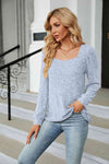 Ribbed Square Neck Long Sleeve T-Shirt