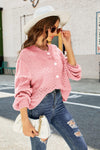 Openwork Pompom Puff Sleeve Cardigan