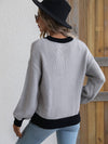 Contrast Trim Drop Shoulder Pullover Sweater