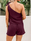 Single Shoulder Top and Pocketed Shorts Set