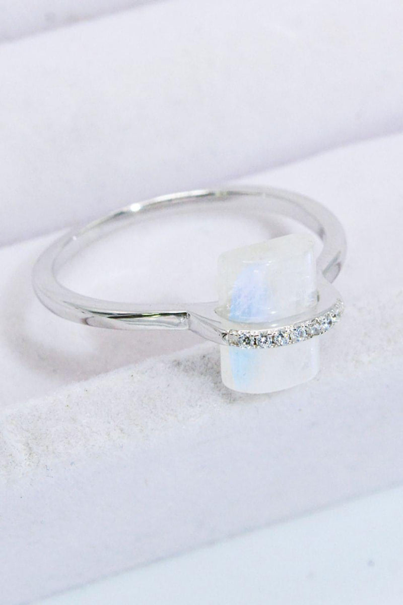 Natural Moonstone Platinum-Plated Ring