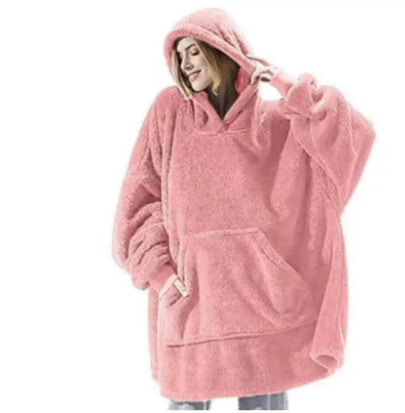 Professional Product Title: ```Cozy Hooded Sweatshirt with Spacious Pocket - Comfortable and Warm Double-Sided Fleece Sweater```