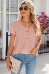 Eyelet Quarter Button Short Sleeve T-Shirt