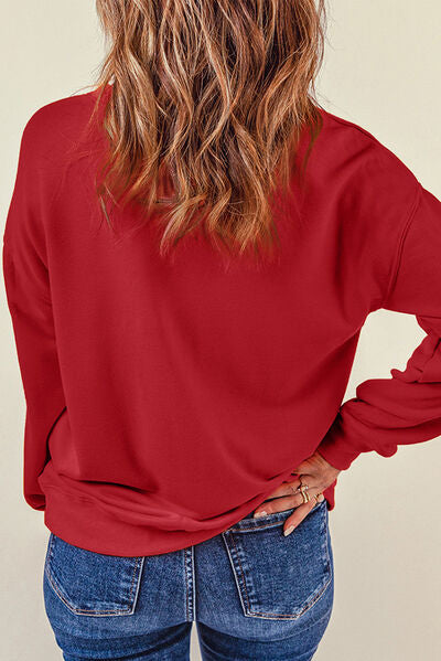 Heart Graphic Round Neck Dropped Shoulder Sweatshirt