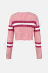 Cable-Knit Striped Dropped Shoulder Sweater