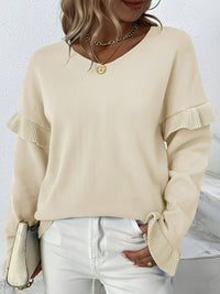 Layered Flounce Sleeve V-Neck Sweater (more color options)