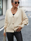 Women's V-neck button solid color knitted cardigan women's coat sweater