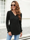 Ribbed Surplice Long Sleeve T-Shirt