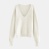 V-Neck Dropped Shoulder Long Sleeve Sweater