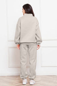 Half Zip Long Sleeve Sweatshirt and Pants Set