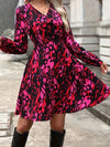 Printed Surplice Long Sleeve Dress