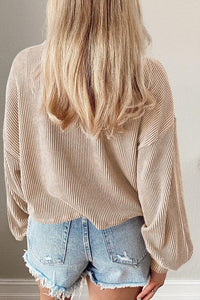 Round Neck Drop Shoulder Long Sleeve Top