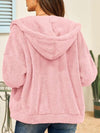 Drawstring Zip Up Hooded Plush Jacket